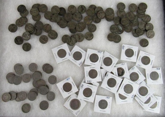 HUGE Estate Collection (85+) Early US .05 Nickels. War Time Jefferson & V