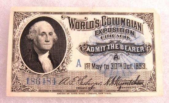 1893 World's Columbian Exposition Ticket