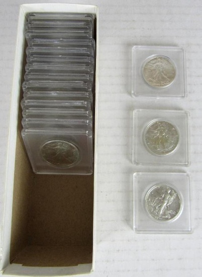 Lot (17) 1940's Walking Liberty Silver Half Dollars
