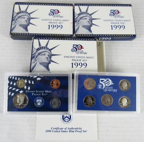 Lot (3) 1999 US Proof Sets w/ State Quarters MIB