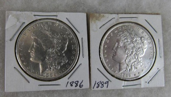 1886 & 1889 Morgan Silver Dollars