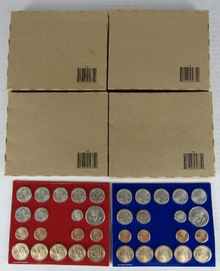 Lot (4) 2009 P & D US Mint (36 Coin) Sets w/ Dollars