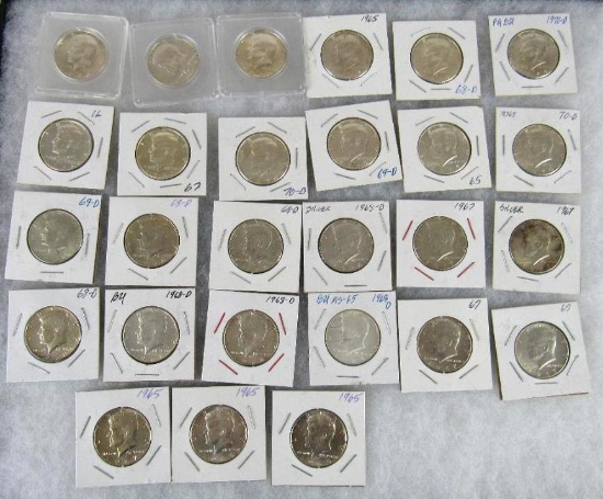 Estate Fresh Lot (27) 1965 - 2070 US Kennedy .50 Silver Clad Half Dollars