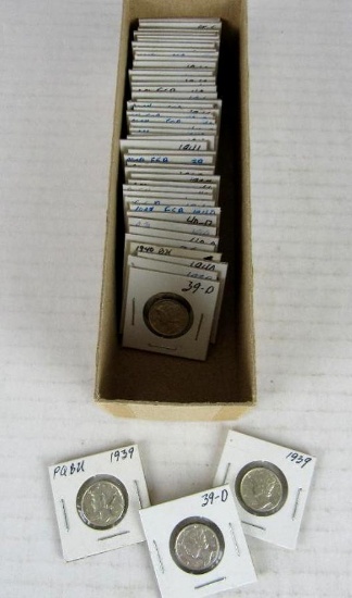 Lot (48) 1939-1945 Silver Mercury Dimes High Grade