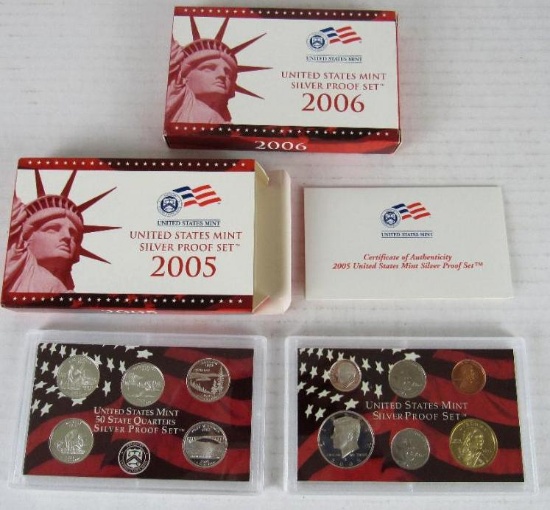 Lot (2) 2005, & 2006 US 90% Silver Proof Sets