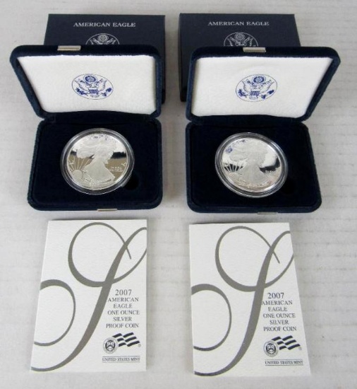 Lot (2) 2007 US Silver Eagle Bullion Coins MIB .999