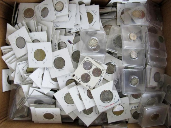 Large Mixed Lot Carded Coins- Mostly US