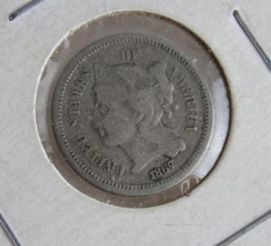1867 US 3 Cent Nickel Piece
