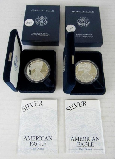 Lot (2) 2002 & 2003 US Silver Eagle Bullion Coins MIB .999
