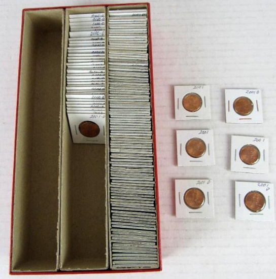 Collector Box (130+) 2000 - 2004 US Lincoln Cent Pennies .01