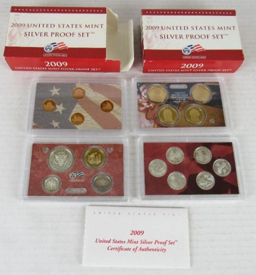 Lot (2) 2009 US 90% Silver Proof Sets w/ Dollars