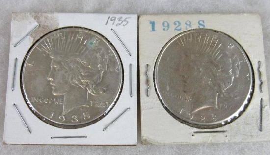 1928-S & 1935 Peace Silver Dollars