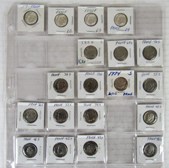 Lot (15) Proof Roosevelt Dimes 1957-1985