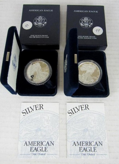 Lot (2) 1999 US Silver Eagle Bullion Coins MIB .999