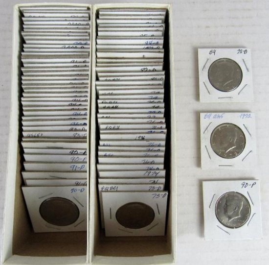 Estate Fresh Lot (80) 1970 - 2000 US Kennedy .50 Half Dollars