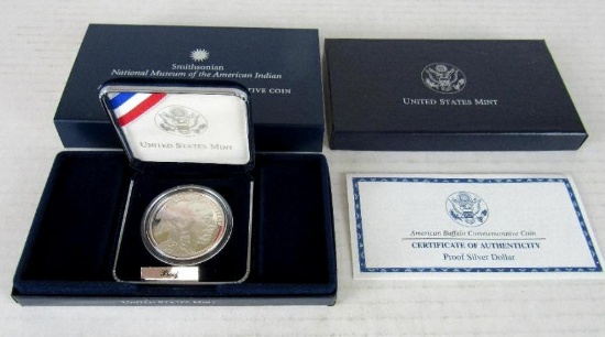 2001 Smithsonian American Buffalo US Silver Proof Bullion Coin MIB .999