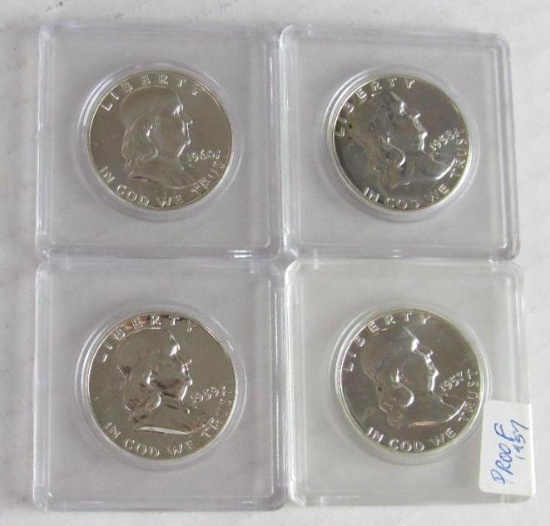 1957, 1958, 1959, 1969 Proof Silver Franklin Half Dollars