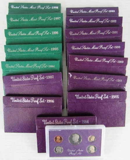Complete Run (15) 1984 - 1998 US Proof Sets MIB