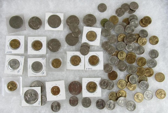 Lot (83) US $1.00 Coins. Sacagawea, Presidential, Ike, Susan B.