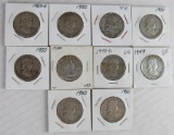 Lot (10) 1948-1953 Franklin Silver Half Dollars