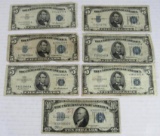 Lot (7) 1934 $5 & $10 Silver Certificates ($40 Face)