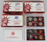Lot (3) 2003, 2004, & 2005 US 90% Silver Proof Sets