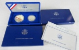 1986 Liberty Ellis Island US Silver Dollar & Half Coin Set MIB
