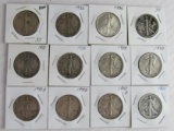 Lot (12) 1934-1941 Walking Liberty Silver Half Dollars