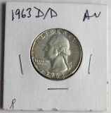 Nice Higher Grade 1963 D/D D over D US Silver Washington .25 Quarter