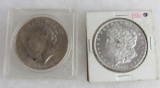 Lot (2) US 90% Silver Dollars. 1881 O Morgan, 1923 Peace