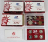 Lot (3) 2000, 2001, & 2002 US 90% Silver Proof Sets