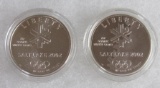 Lot (2) 2002 Winter Olympics Silver $1.00 Coins. Proof & UNC