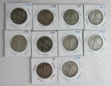 Lot (10) 1942-1944 Walking Liberty Silver Half Dollars