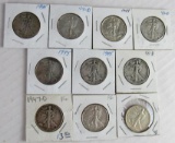 Lot (10) 1944-1947 Walking Liberty Silver Half Dollars