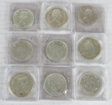 Lot (9) 1960's Canadian Silver Dollars (80%)