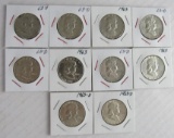 Lot (10) 1963 & 1963-D Franklin Silver Half Dollars
