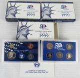 Lot (3) 1999 US Proof Sets w/ State Quarters MIB