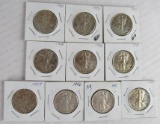 Lot (10) 1940's Mixed Date Walking Liberty Silver Half Dollars