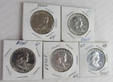 1957, 1961, 1962, 1963, 1964 Silver Proof Half Dollars