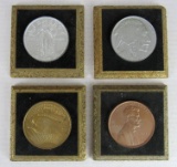 Set (4) Vintage Coin Themed Wall Hanging Plaques