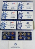 Complete Run (6) 2001 - 2006 US Proof Sets w/ State Quarters MIB