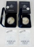 Lot (2) 1999 US Silver Eagle Bullion Coins MIB .999