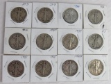 Lot (12) 1934-1941 Walking Liberty Silver Half Dollars