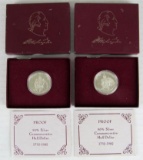 Lot (2) 1982 George Washington US Mint Silver Proof Half Dollars MIB