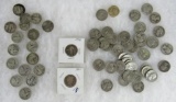 Large Lot (60) Vintage US 90% Silver Quarters. Barber, Liberty, Washington ($15.00 Face)