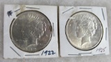 1922 & 1925 Peace Silver Dollars