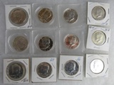 Lot (12) 1965 - 1970 US 40% Silver Clad Kennedy Half Dollars