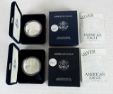 Lot (2) 2001 US Silver Eagle Bullion Coins MIB .999