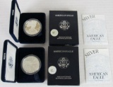 Lot (2) 1995 & 1996 US Silver Eagle Bullion Coins MIB .999