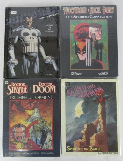 Lot (4) Out of Print Marvel Hardcovers Amazing Spider-Man, Punisher, Wolverine